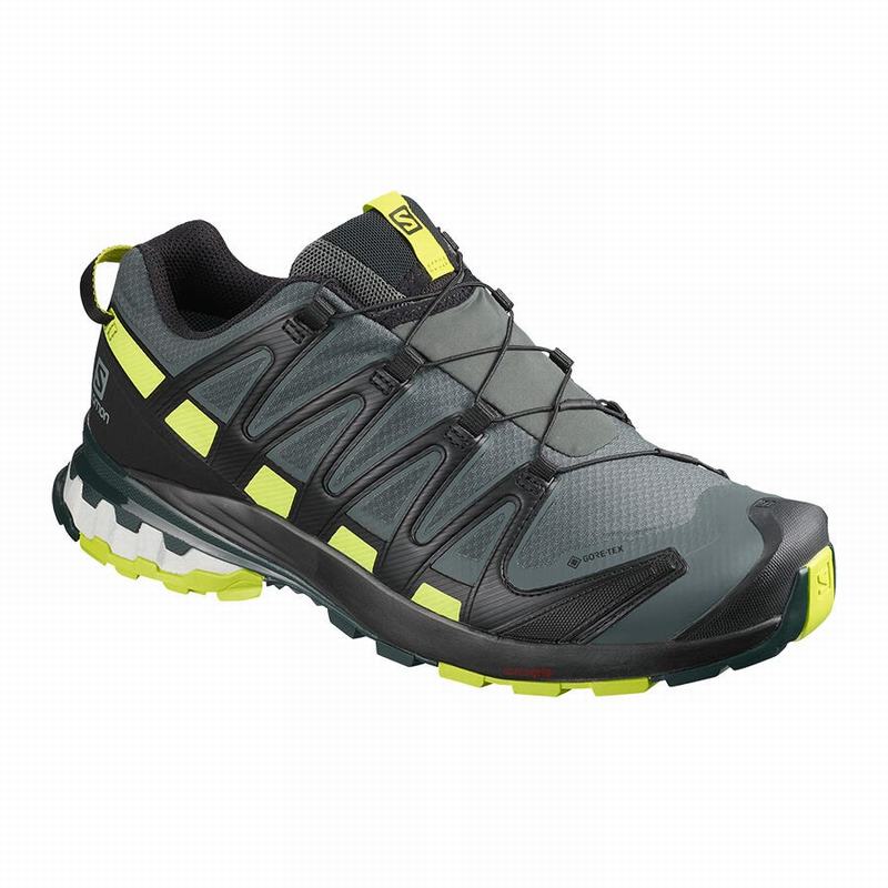 SALOMON XA PRO 3D V8 GORE-TEX Philippines - Men's Hiking Shoes - Black/Light Green | 457816-TPH